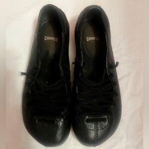Camper Black Leather Ballet Flats